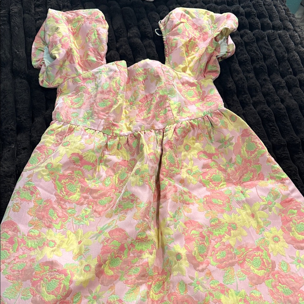 TCEC Floral Long Sleeve Dress - Pink and Yellow